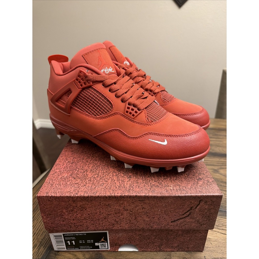 Custom Air Jordan 4 Brick by Brick Football Cleats  Mens Size 11